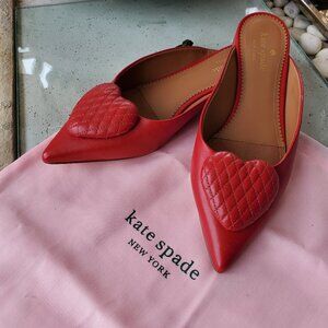 Kate Spade ! malena heart mules red ( 8.5 B)